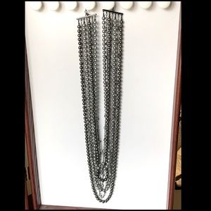 Multi-Strand Long pearl beaded necklace